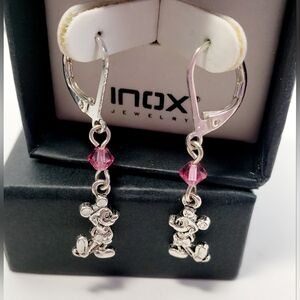 Mickey Mouse Earrings with Pink Swavorski Crystal